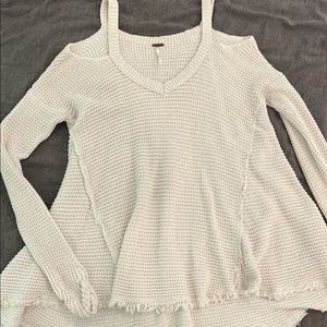 Free People Moonshine Cold Shoulder V Neck Boho Sweater